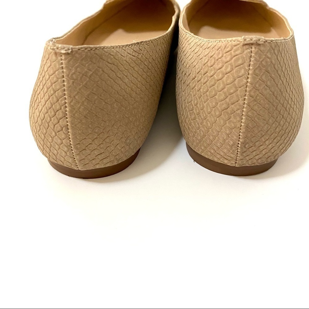 Calvin Klein Tan Pointed-toe Leather Flat Shoes 8.5 Slip-on Cap Toe Snake Print - Picture 7 of 12